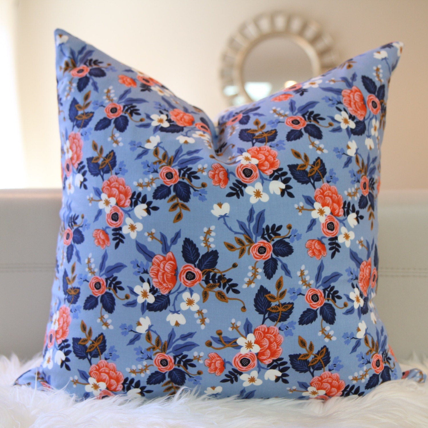 Birch Floral Periwinkle Pillow 20" × 20"