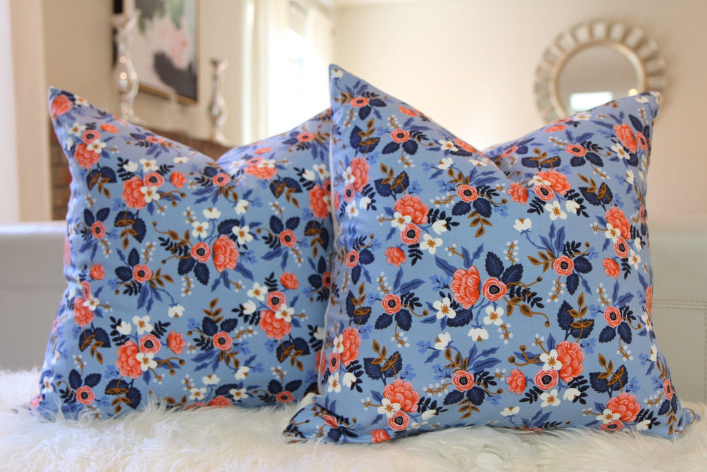 Birch Floral Periwinkle Pillow 20" × 20"