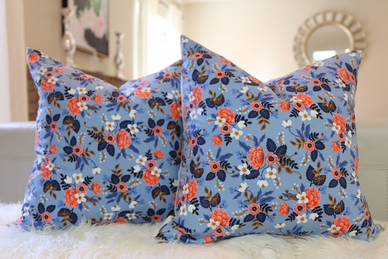 Birch Floral Periwinkle Pillow 20" × 20"