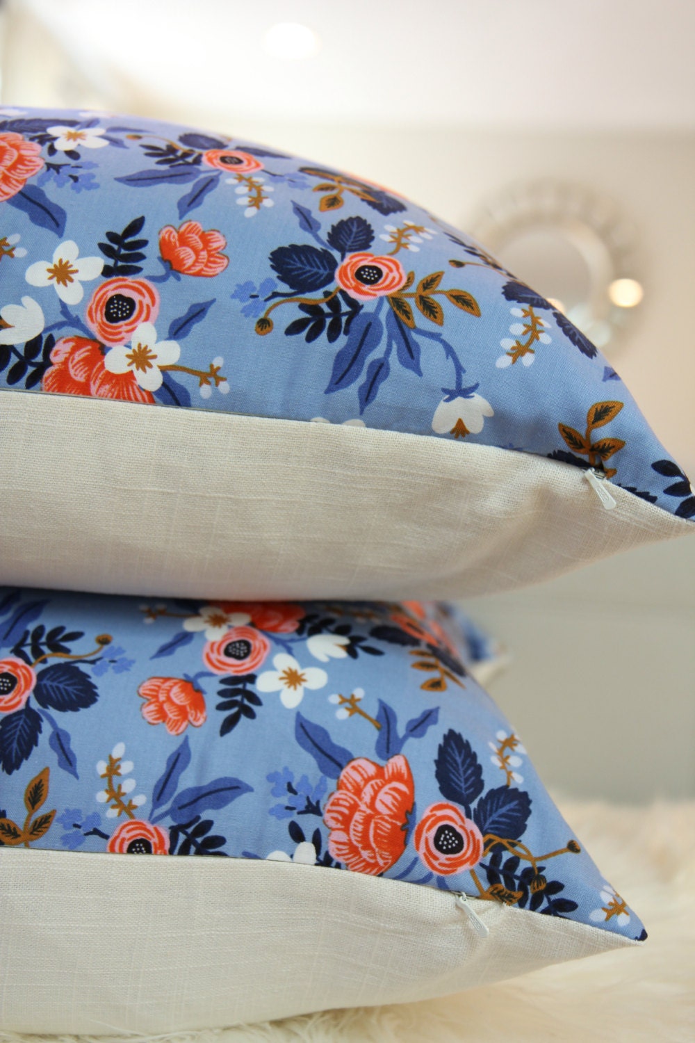 Birch Floral Periwinkle Pillow 20" × 20"