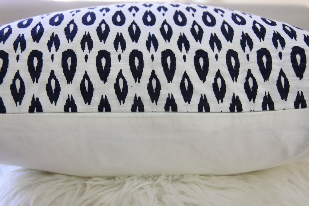 Navy Spotted Ikat Pillow 18" × 18"