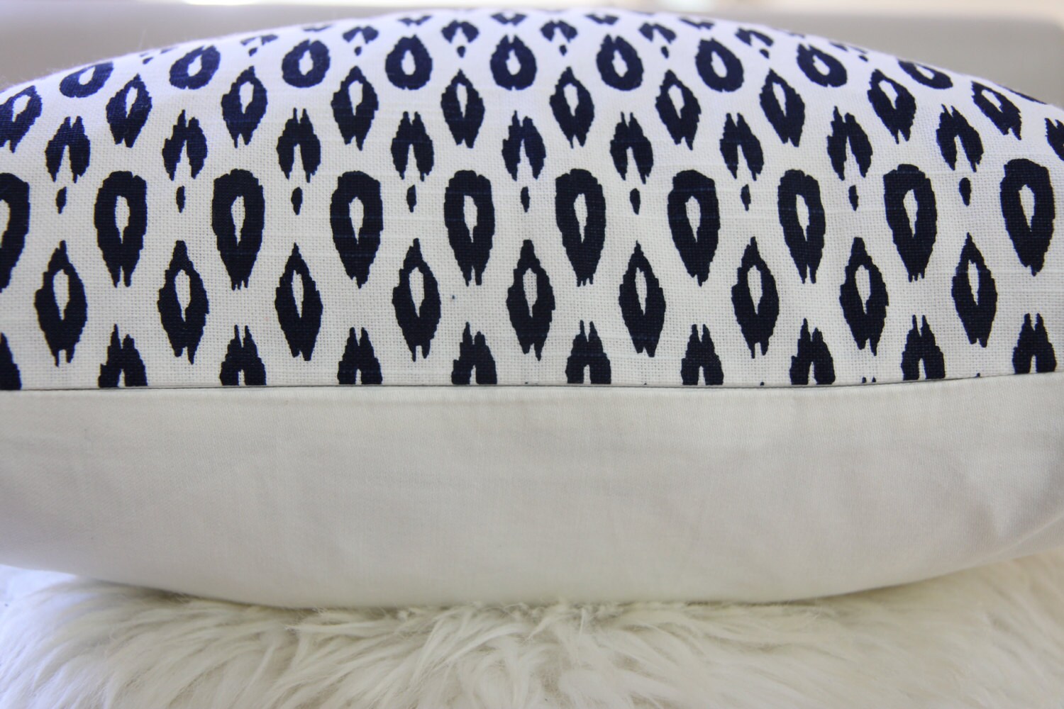 Navy Spotted Ikat Pillow 18" × 18"