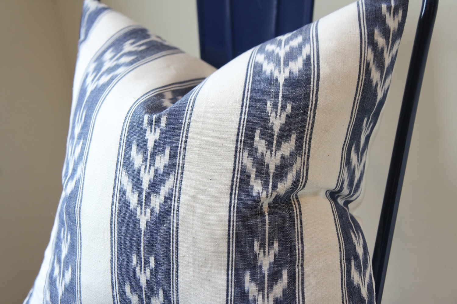 Blue Striped Ikat pillow 18"x 18"