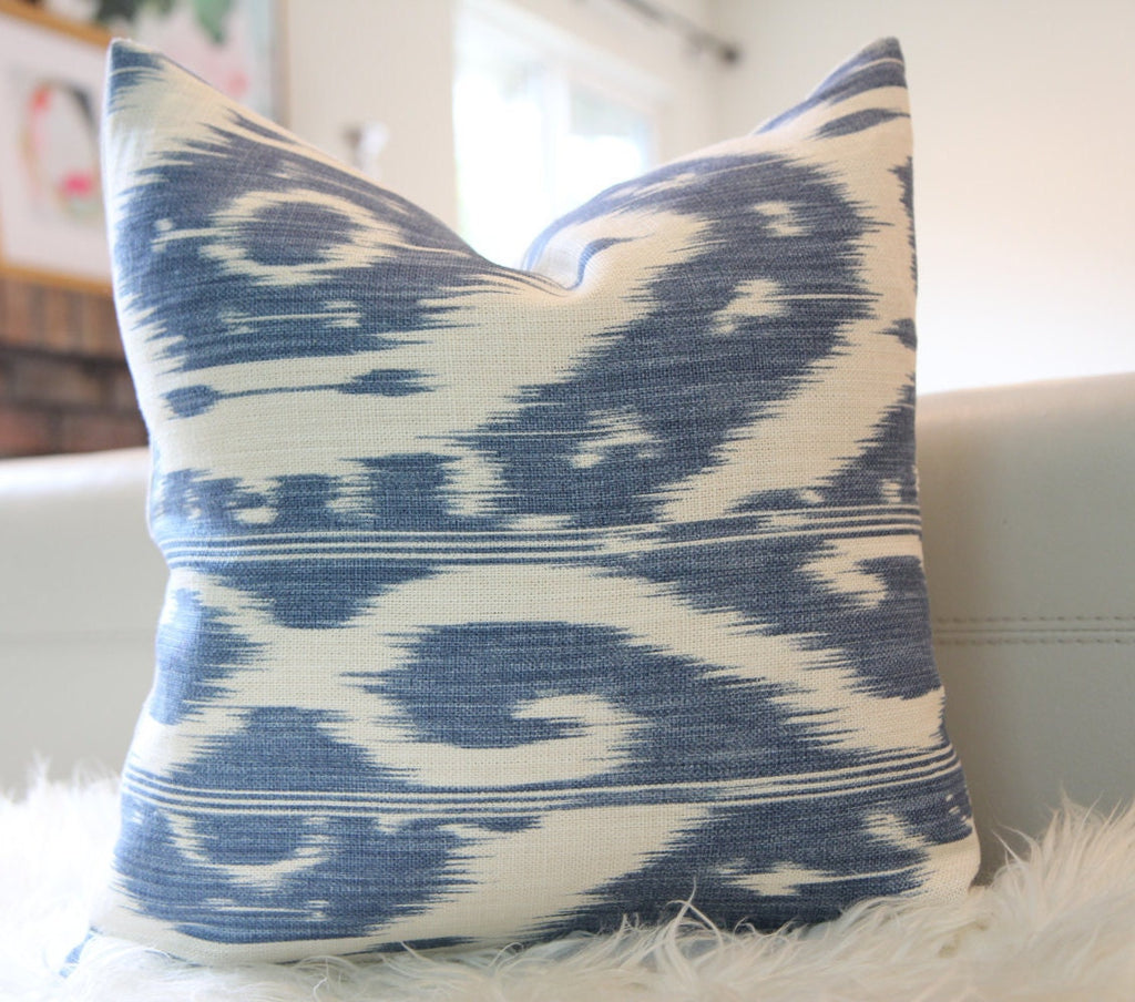 Kura Kura Navy Ikat Pillow 17" × 17"