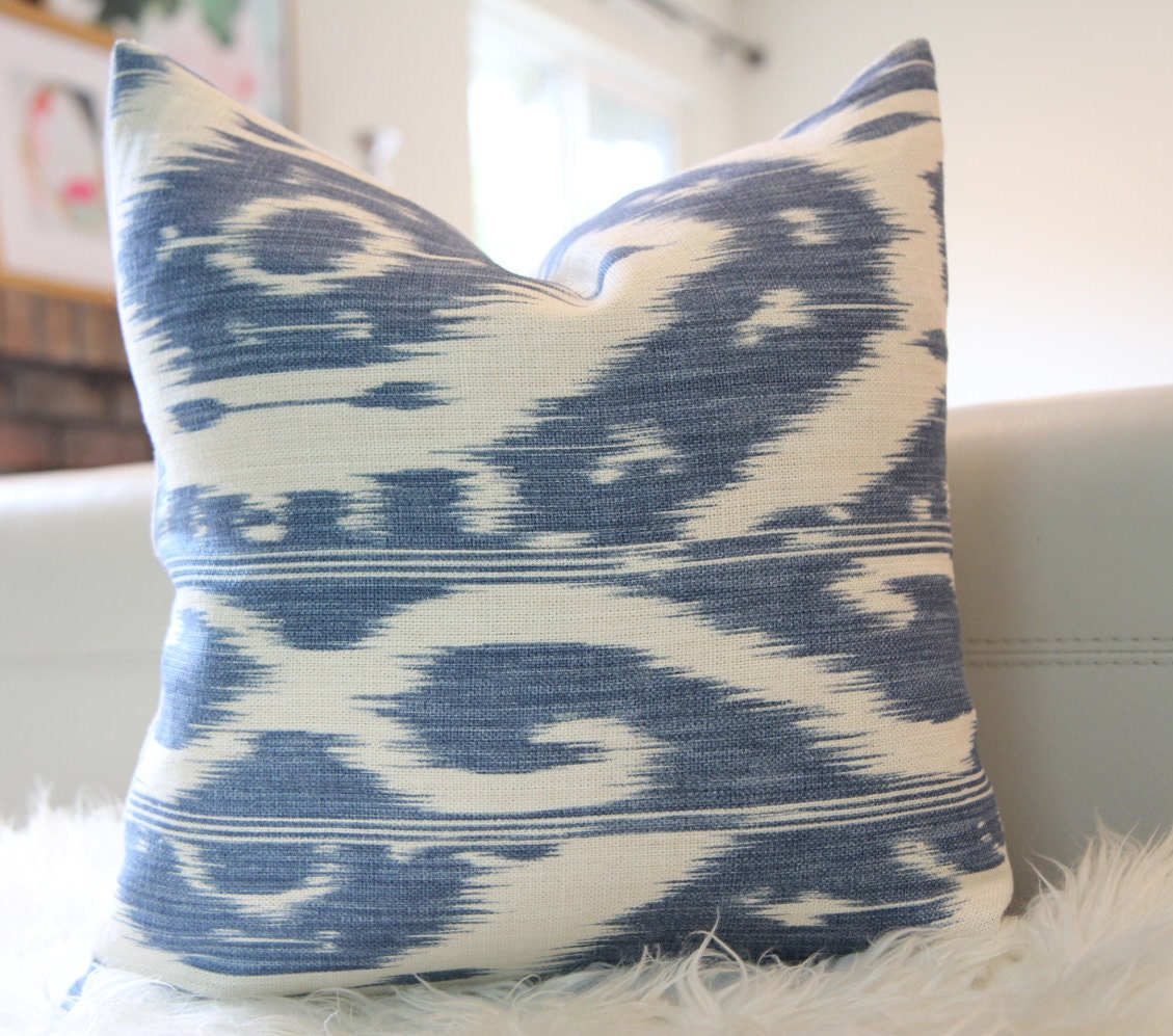 Kura Kura Navy Ikat Pillow 17" × 17"