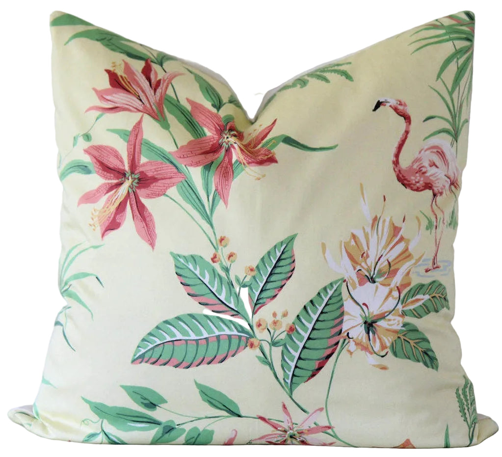 Flamingo Bay Tropical Pillow 24" × 24"