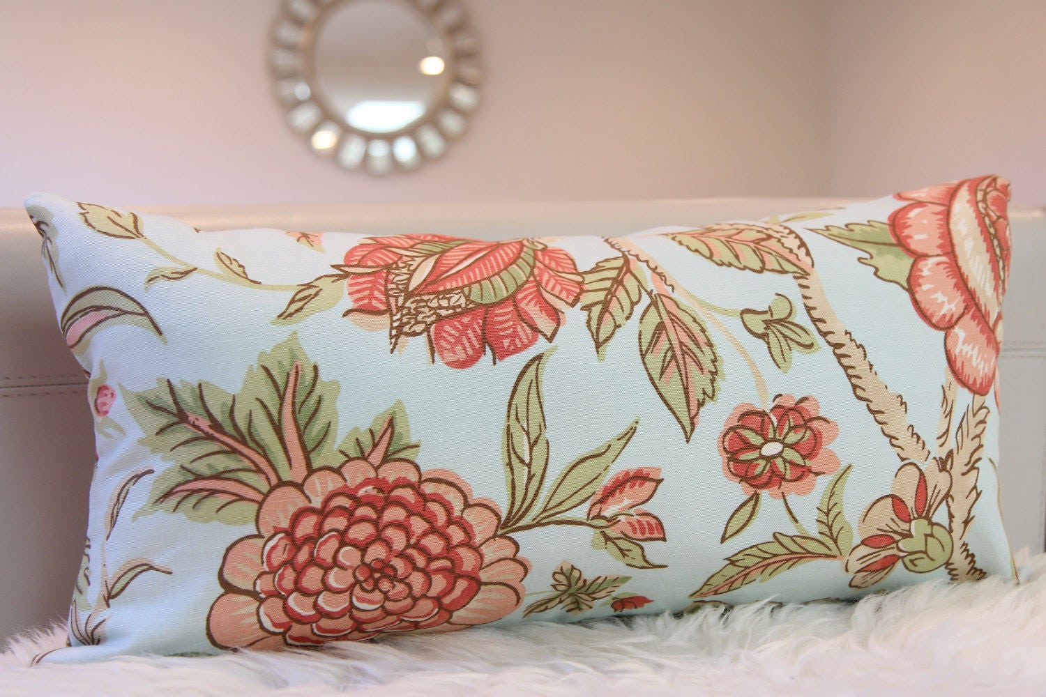 Floral Lumbar Pillow 12" × 24"
