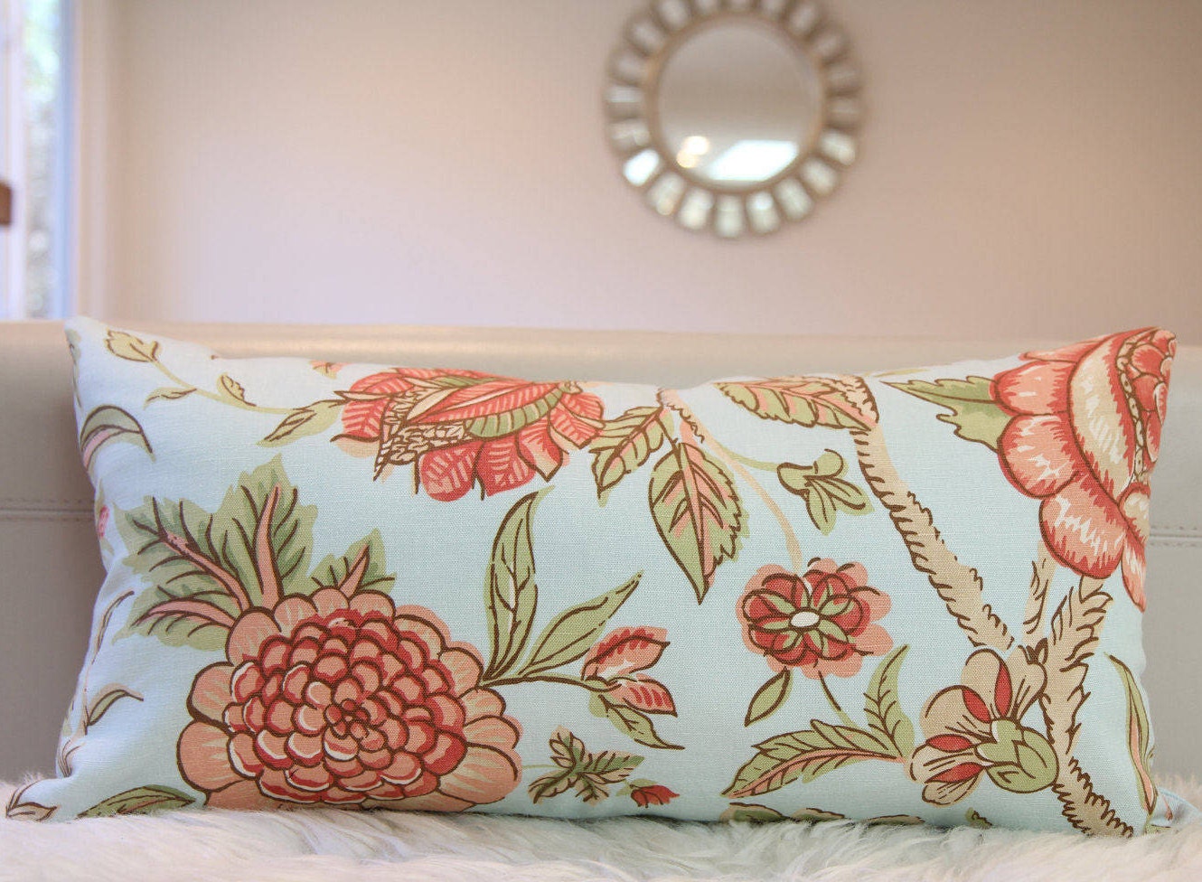 Floral Lumbar Pillow 12" × 24"