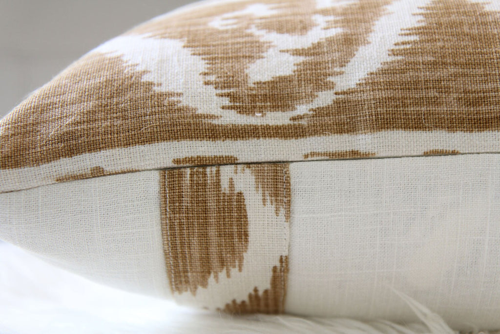 Ikat Beige Lumbar Pillow 14″ × 16″