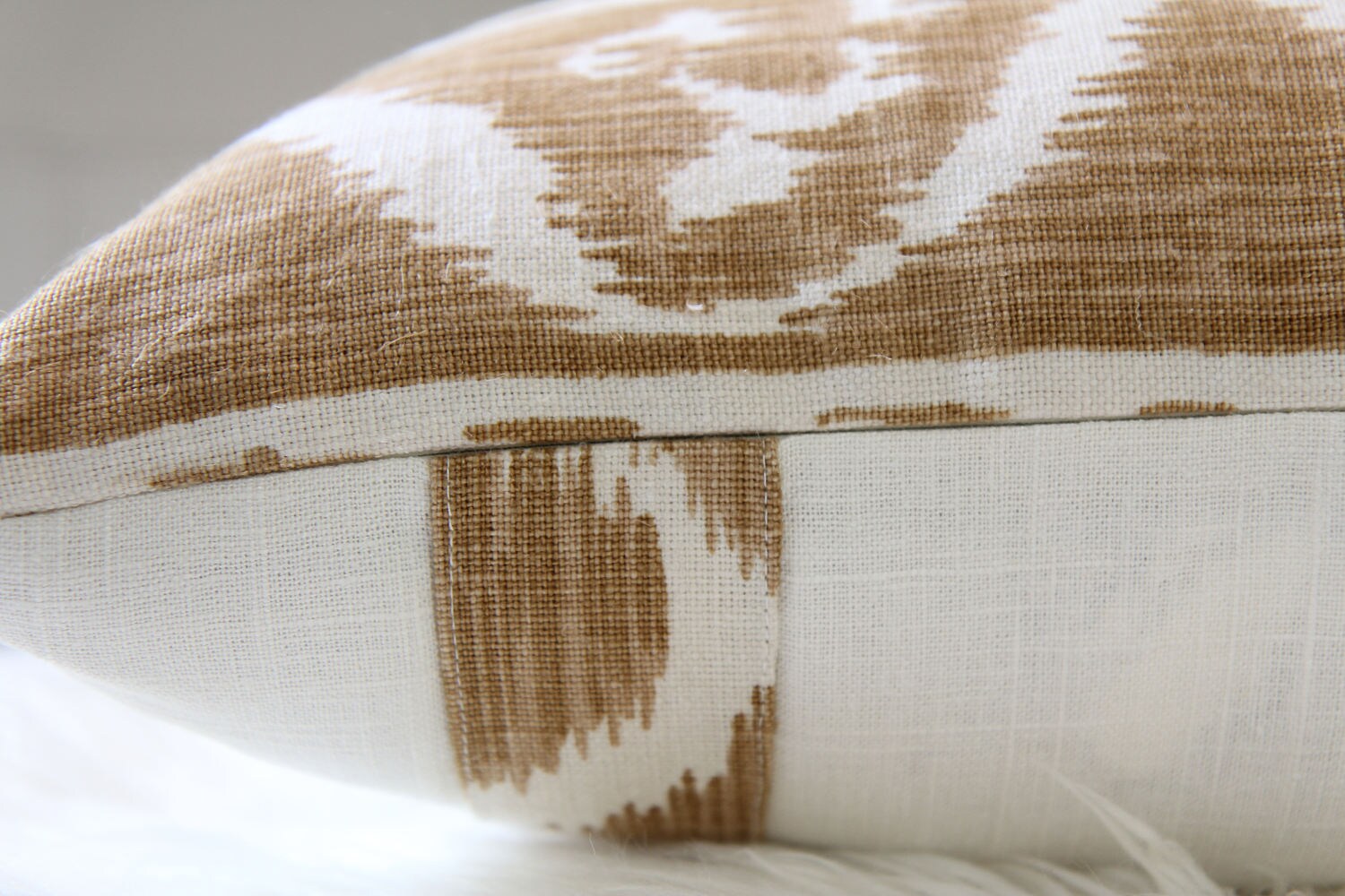 Ikat Beige Lumbar Pillow 14″ × 16″