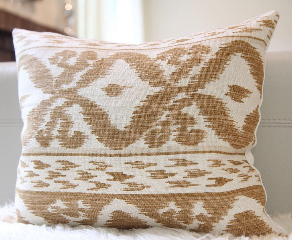 Ikat Beige Lumbar Pillow 14″ × 16″