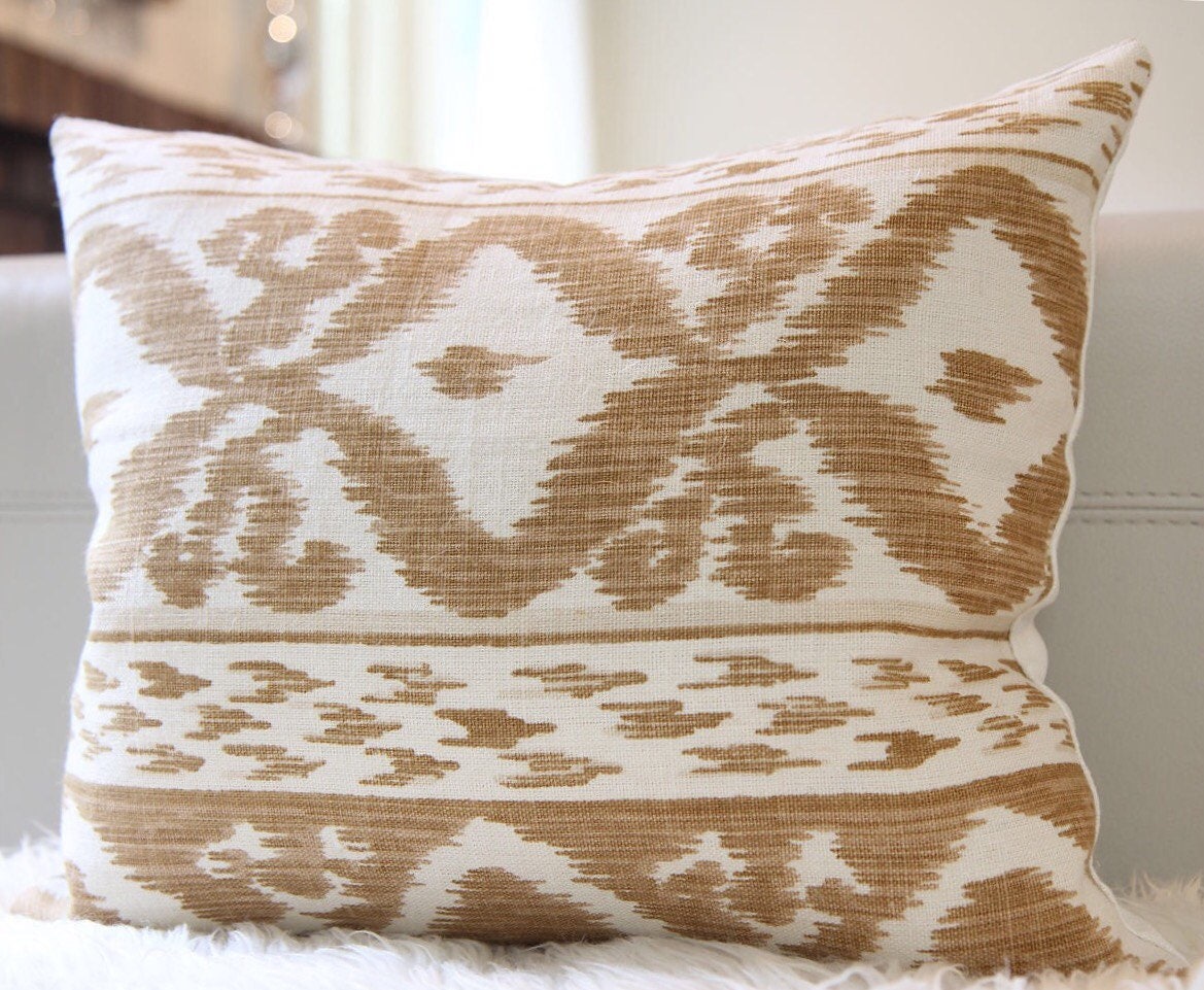 Ikat Beige Lumbar Pillow 14″ × 16″
