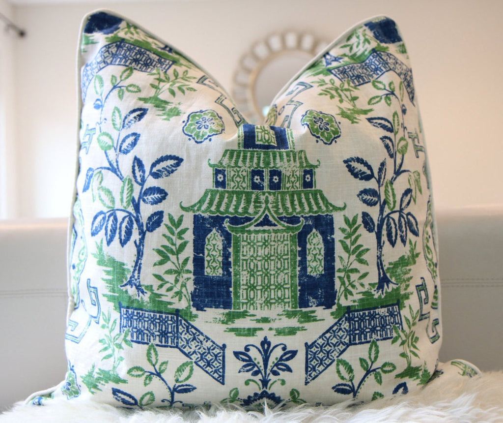 Tea House Chinoiserie Pillow 24" × 24"