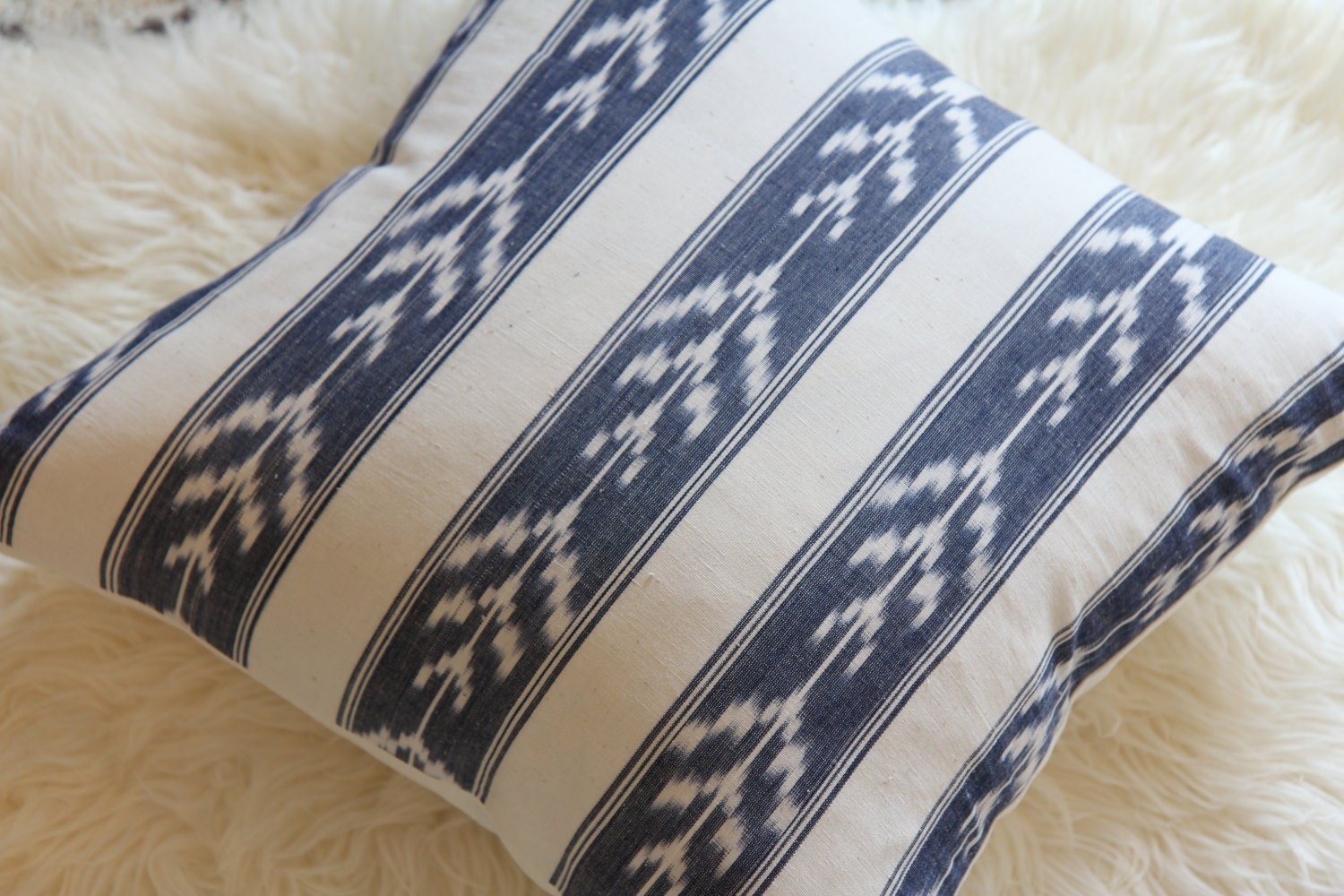 Blue Striped Ikat pillow 18"x 18"