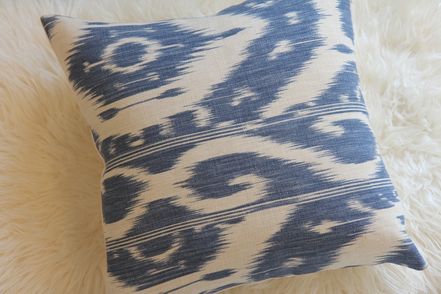 Kura Kura Navy Ikat Pillow 17" × 17"