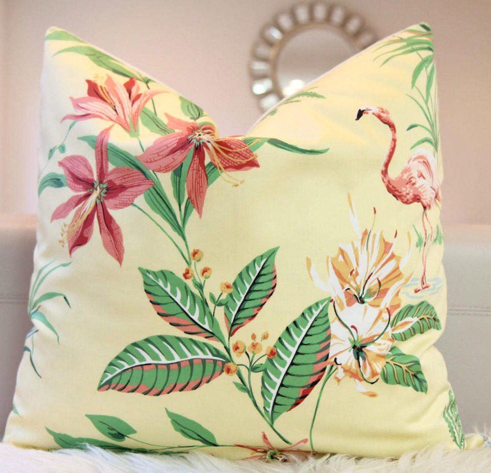 Flamingo Bay Tropical Pillow 24" × 24"
