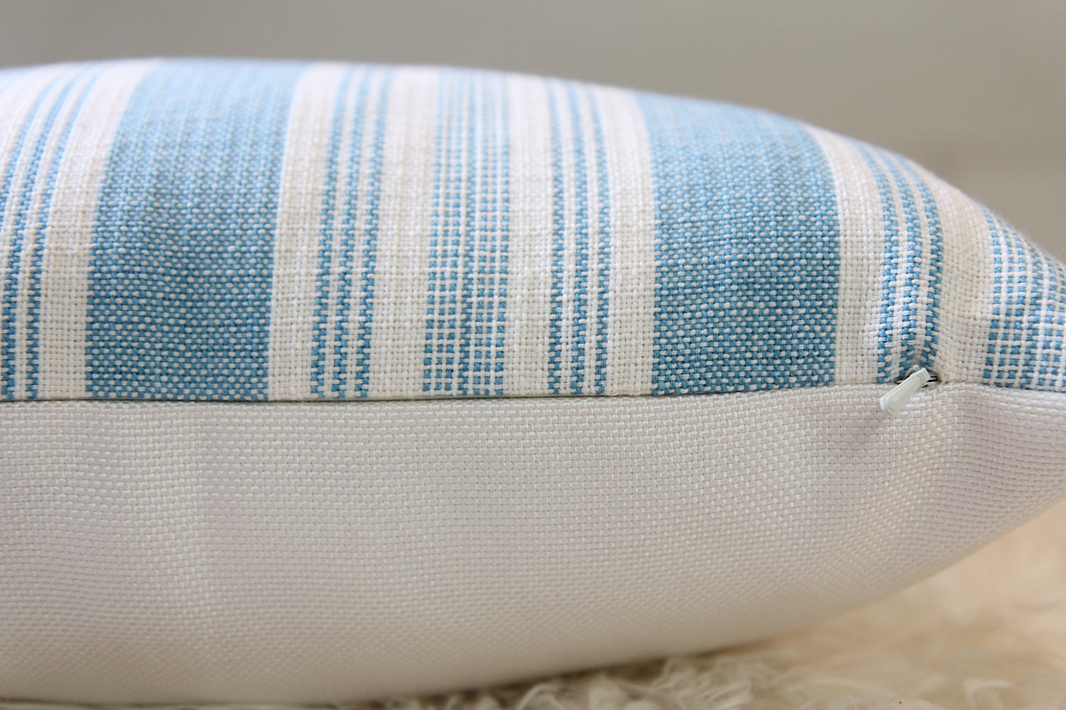 Striped Light Blue & White Pillow 14″ × 16″