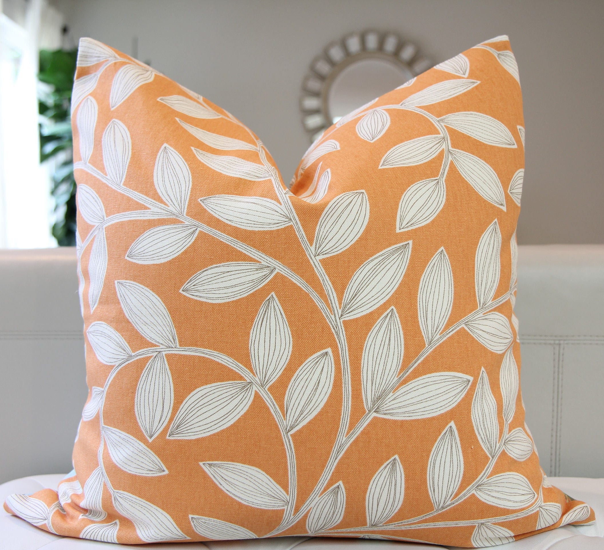 Double Sided Botanical Print Pillow 22″ × 22″