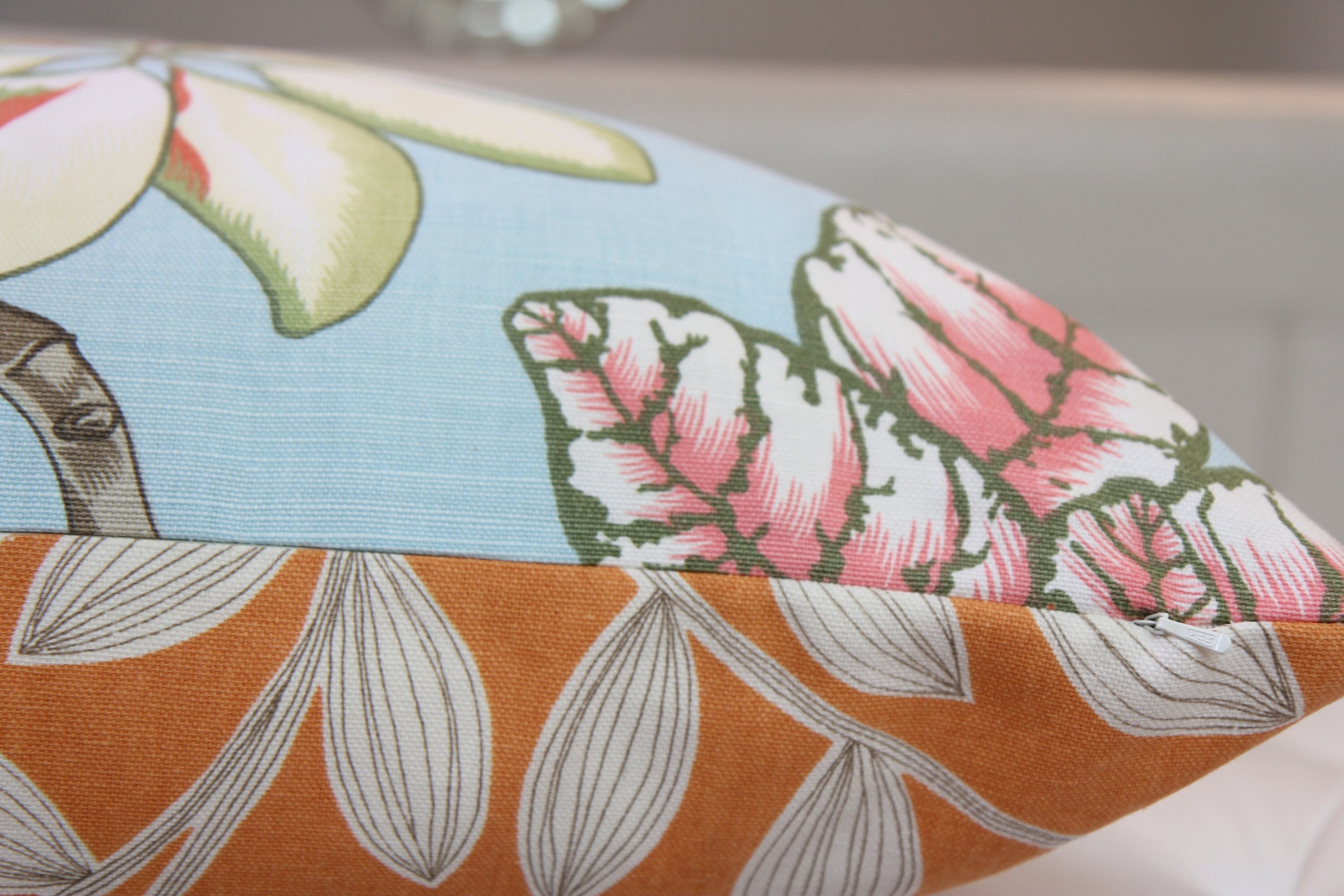 Double Sided Botanical Print Pillow 22″ × 22″