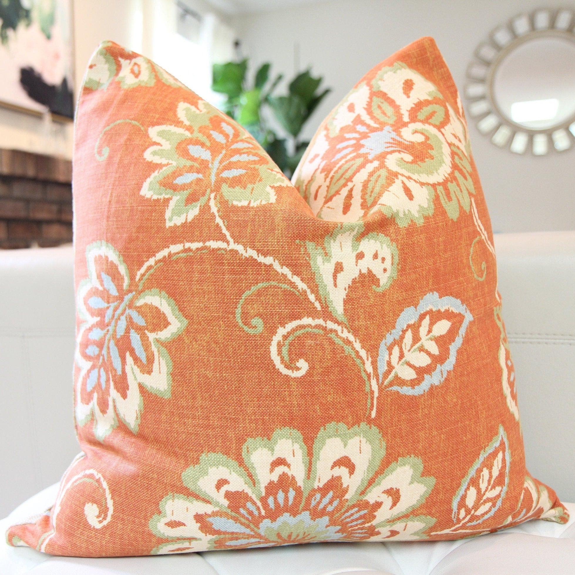 Double Sided Botanical Print Pillow 20″ × 20″