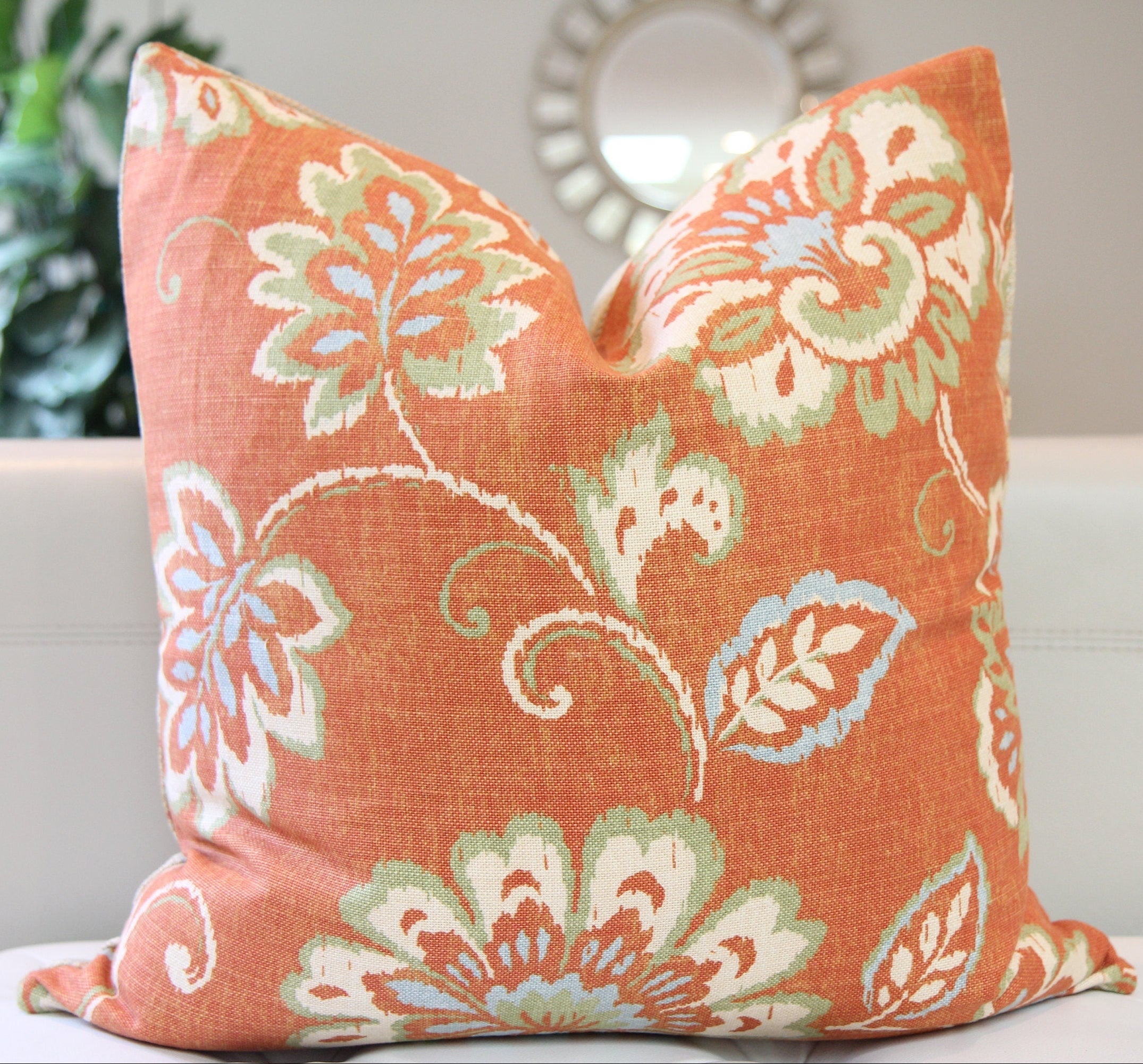 Double Sided Botanical Print Pillow 20″ × 20″