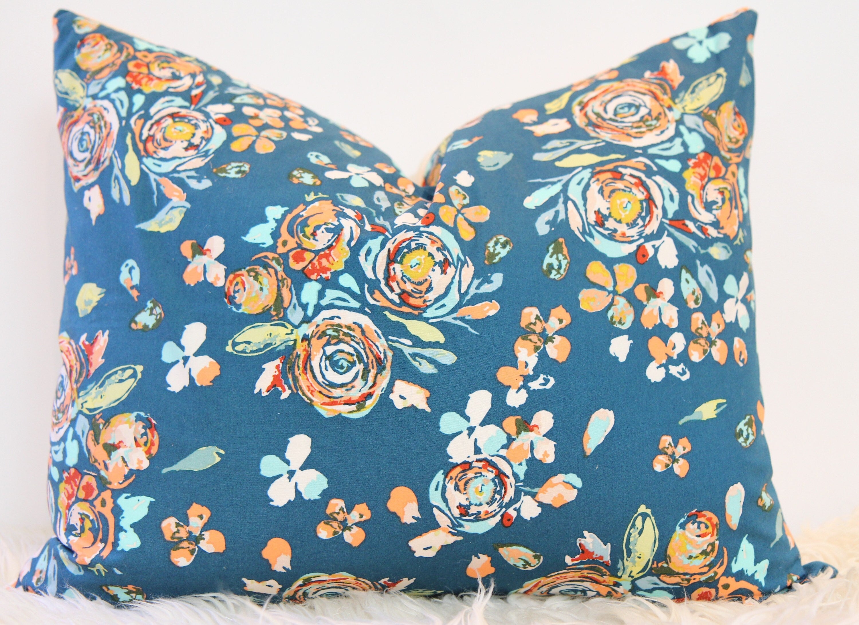 Fleet & Flourish Floral Lumbar Pillow 16″ × 20″