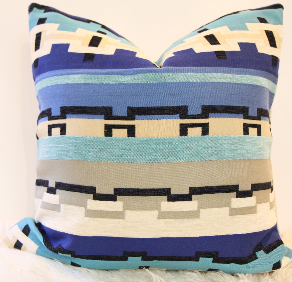 Geometric Embroidered Outdoor Pillow 24" × 24"