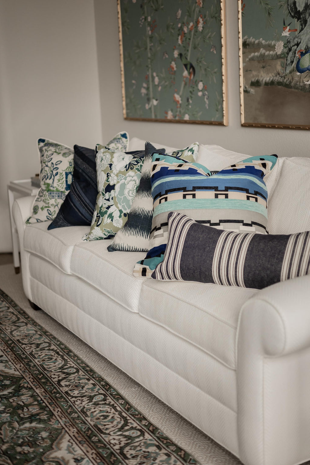 Indigo Striped Lumbar Pillow 12" × 24"