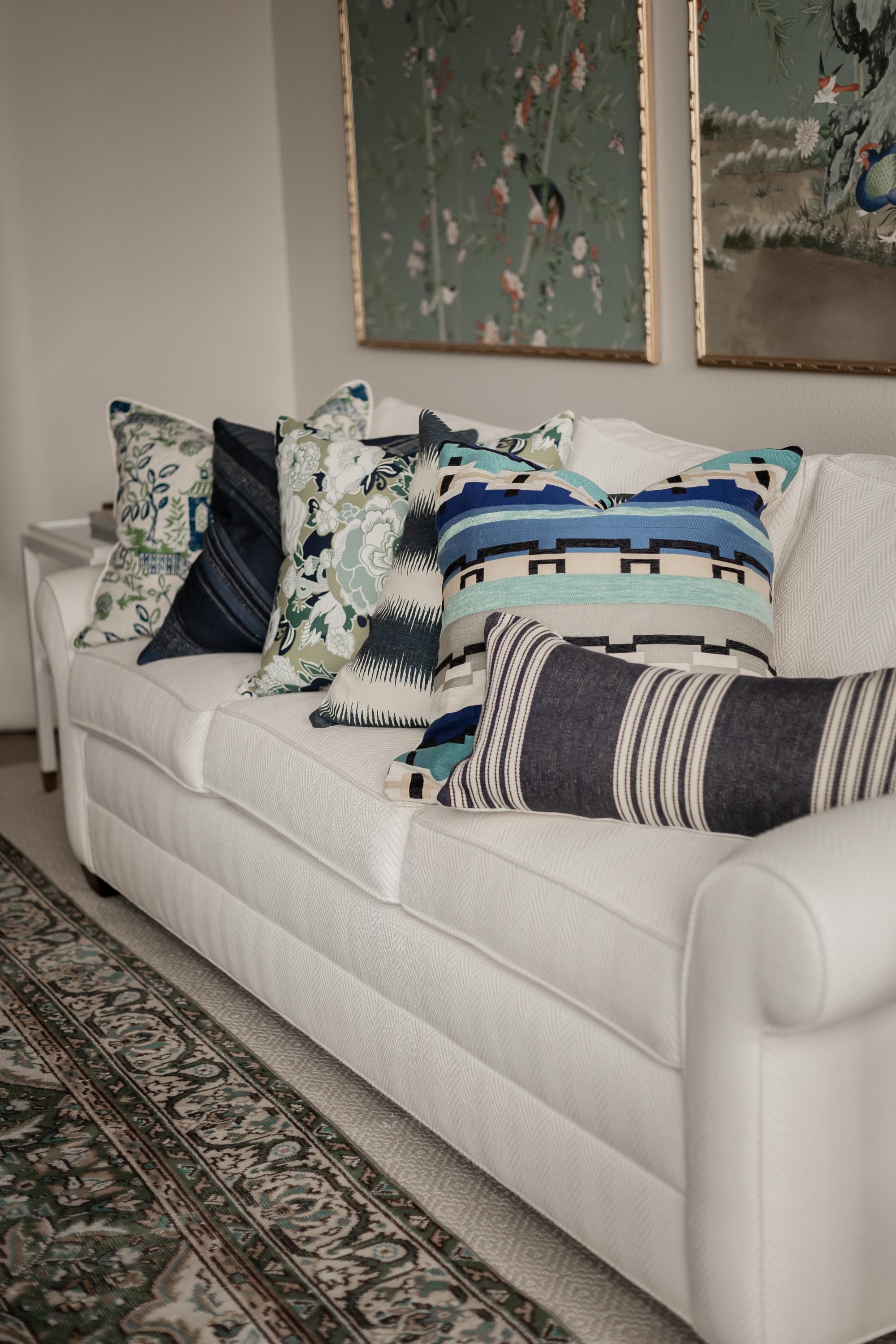 Indigo Striped Lumbar Pillow 12" × 24"